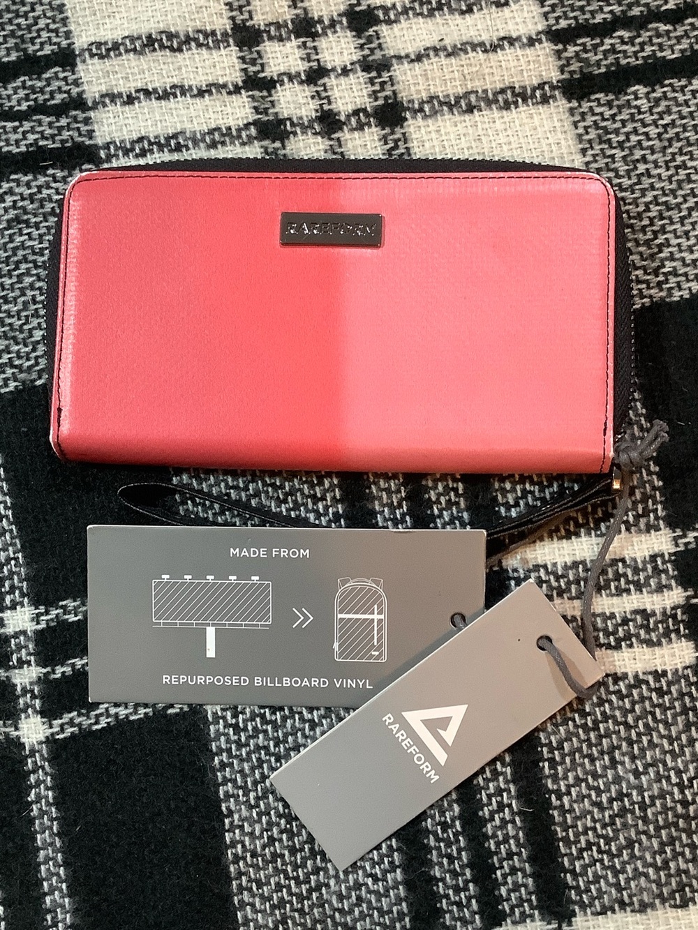 Rareform red & pink recycled vinyl Madison wristlet